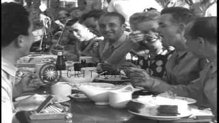 Betty Grable at an army camp in the Pacific Theater during World War II. HD Stock Footage
