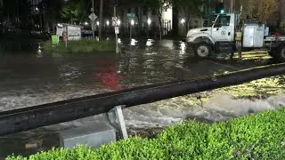 Apparent water line break causes flooding on Yale Street at Center Street
