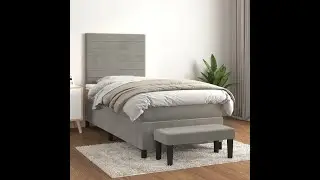 Boxspring met matras fluweel lichtgrijs 100x200 cm