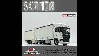 Scania highline CS20H riged curtainsided+centre axled drawbar,WSI Truck Models #modeltruckland #wsi