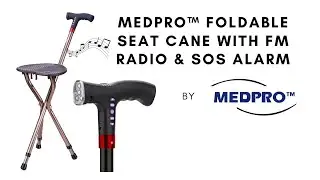 MEDPRO&trade; Foldable Seat Cane with FM Radio & SOS Alarm