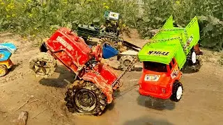 New JCB, Tractor, Dumper Truck Video | Tractor Pulling Truck From Water | Gadi Wala Cartoon