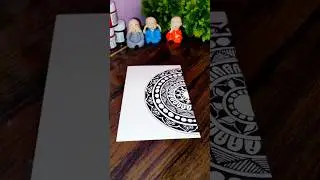 Draw a simple Half-Mandala with me✨💫 #mandala #shorts #mandalaforbegginers #art #drawing