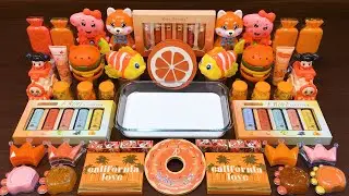 Series ORANGE Slime! Mixing Random Things into GLOSSY Slime ! Satisfying Slime Videos #166