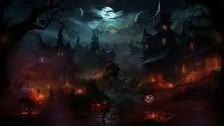 Halloween Ambience Soooky Pumpkin Headed Man & Creepy Skull Cloud | Horror Screensaver