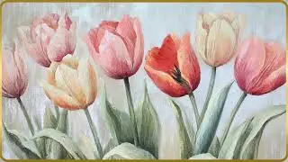 Vintage Tulip TV Art | 2 Hour 4K Framed Floral Screensaver | Spring Wall Art for Frame TV