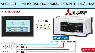 MITSUBISHI HMI TO FX5U PLC COMMNICATION WITH RS485 | MITSUBISHI HMI RS485 COMMUNICATION