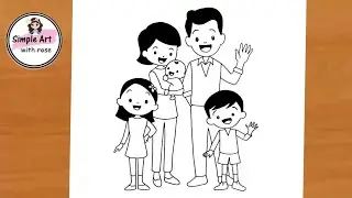 Family drawing easy | Happy family love drawing | Draw a Family easy step by step | Simple art rose