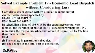 Solved Example Problem 19 - Economic Load Dispatch without Considering Losses #psoc