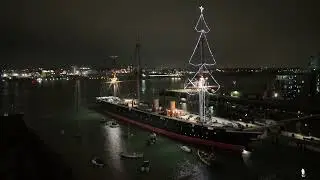 Epic Drone Footage of historical battleship HMS WARRIOR. Filmed at Christmas 