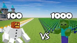 MUTANT SNOW GOLEM VS MUTANT ZOMBIE - MINECRAFT MOB BATTLE