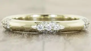 Abby - Floral Vintage Inspired Yellow Gold Diamond Wedding Band