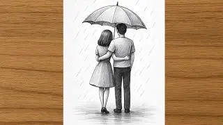 Drawing a Romantic Couple in the Rain