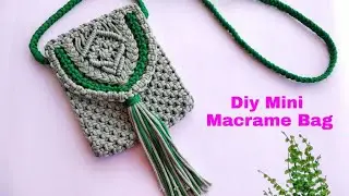 Diy Mini Macrame Bag - Cara Membuat Tas Handphone Macrame || Macrame Phone Bag