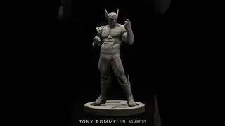 Wolverine Fan-Art Statue Turn Around (No Color)