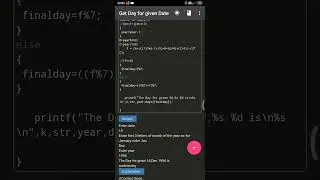 c language program| get day for given date in c language| c language programming ❤️🔥