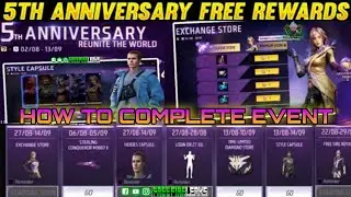 How te Claim Free Fire 5Th Anniversary Rewards | 5th Anniversary Free rewards interface