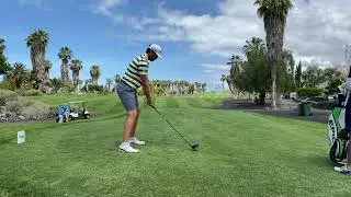 Nacho Elvira: Swing en el hoyo 12 del campo de Costa Adeje, Tenerife Open 2021