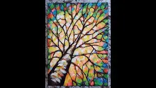 (392) AUTUMN TREE **STAINED GLASS LOOK** Intro to New tutorial on Thinkific class with Sandra 111119
