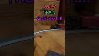 JUNKY TRAIN FACE-OFF!!!!! #toy #trains #modeltrains #crash #fyp #funny both trains were fine btw