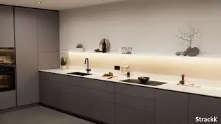 Modern Kitchen Lighting Ideas | Strackk Floating Shelves with Dimmable LED Lights #KitchenLighting