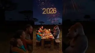 Family Celebrating the New Year With a Gorilla 🦍🎆