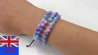 DIY - safety pin bracelet - bracelet with safety pins and beats (easy bracelet making)