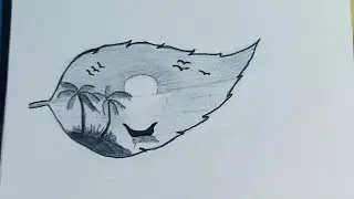 leaf pencil sketch drawing/ easy natural effect/ easy drawing design