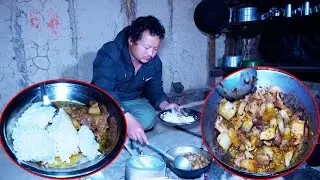 pork at dinner of Rojan @lifeinruralnepal