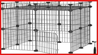 SONGMICS Pet Playpen, Small Animal Playpen, Upgrade Customizable Animal Fence with Storage Shelf