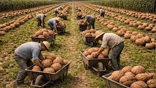 Advanced walnut harvesting technology: how billions of walnuts are harvested in California.