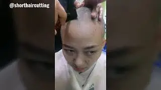 mama muda potong rambut gundul licin || young mom shaved bald hair