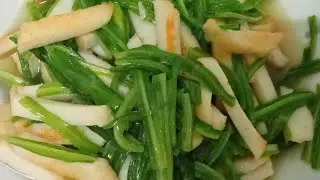 Chives Vegetable with Fried Fish Cake| Esmeralda Cooking
