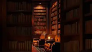 Cozy Library fireplace and rain Ambiance #relax #ambience #sleepmusic