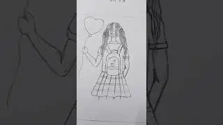 Easy girl drawing in school uniform