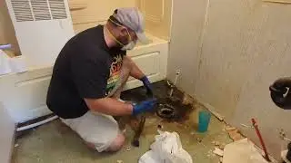 Bathroom Demolition : Removing Wax Ring & Rotted Subfloor Repair