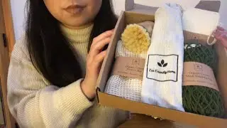 ASMR Unboxing Eco Friendly Home Set | (Mic cover brushing and scratching) ~ small business love💙
