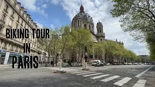 BIKING TOUR IN PARIS 4K   VIRTUAL CYCLE RIDE IN PARIS Real Sound of City 16e,Parc Monceau, Madeleine