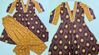 Cotton Printed Kurti Cutting and Stitching  / V Neck Front pleated kurti design  / Latest dress 