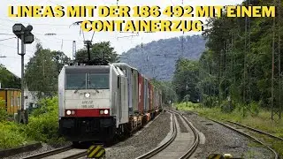 Lineas mit der 186 492 mit einem Containerzug
