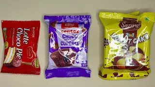 ASMR Some Lots Of Chocolate cakes / lotte choco pie cup cake Donut cake  / Unpacking Biscuits Eat