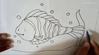 How to draw a Fish Real Easy |  Fish drawing outline