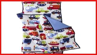 Bacati   100% Cotton Percale Breathable Fabrics Nap Mat with Pillow for Toddler Boys, Measures 50 x