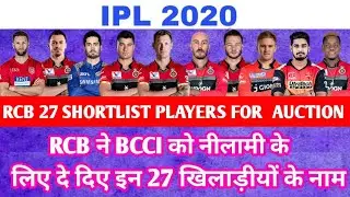 IPL 2020 : RCB SHORTLIST 27 PLAYERS THAT THEY WILL TARGET IN IPL 2020 AUCTION