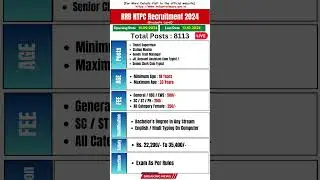 RRB NTPC Recruitment 2024 #ntpc #indianrailways
