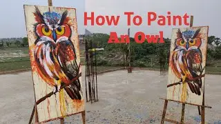 How to draw an Owl, Bird painting, How to Paint #howtodraw #art #painting 