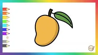 How To Draw Mango Fruit In Simple Cartoon Outline Style