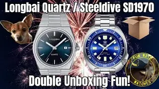Longbai Quartz Steeldive SD1970 Watch Double Unboxing Fun