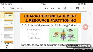 Character displacement and resources partitioning (Gause Law) M.Sc. zoology (C.C.S.U. Meerut)