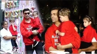 Bollywood Film Producer Karan Johar With Kids Ruhi & Yash At Christmas Party !